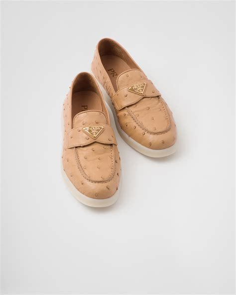 prada ostrich loafers|Ostrich leather loafers .